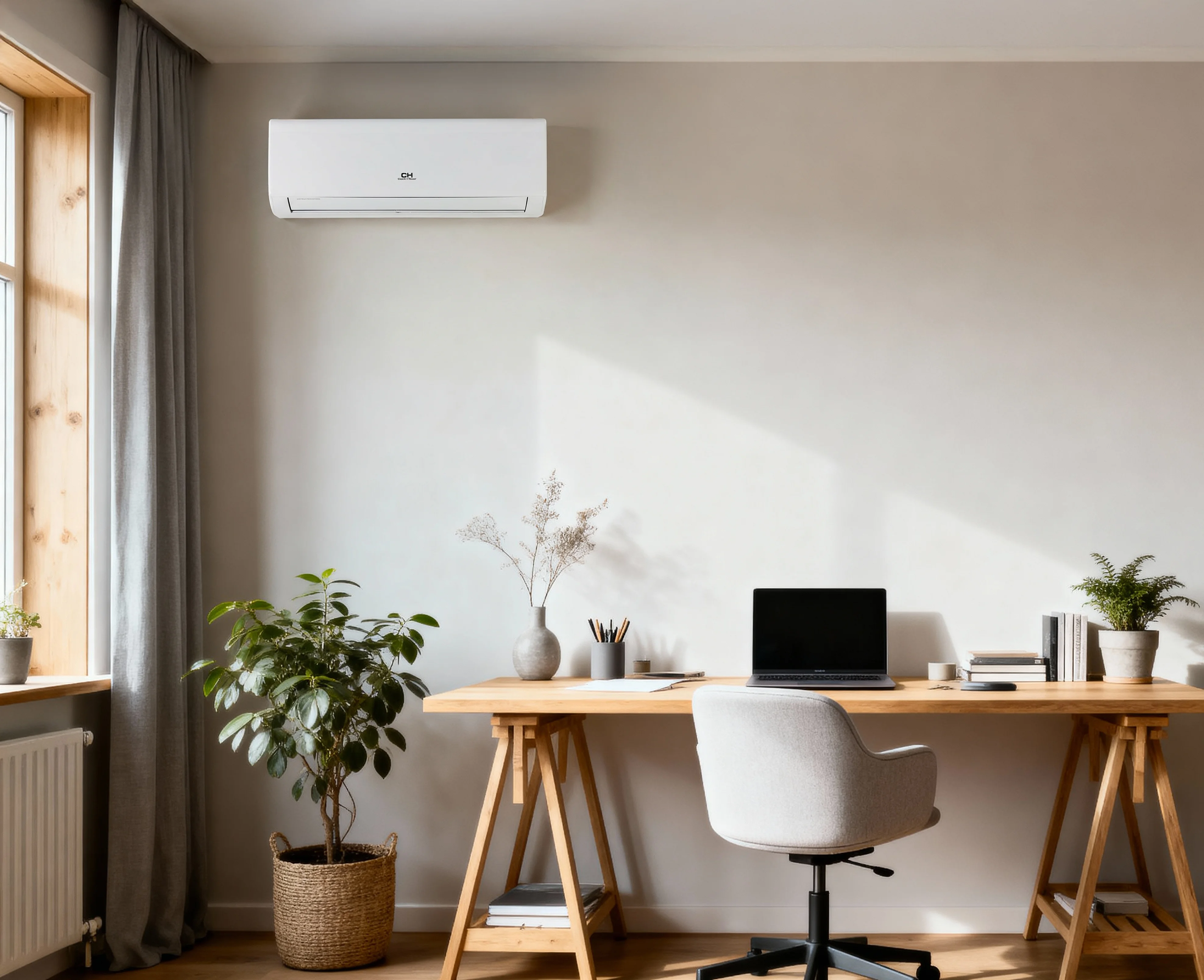 Hjemmekontor med varmepumpe